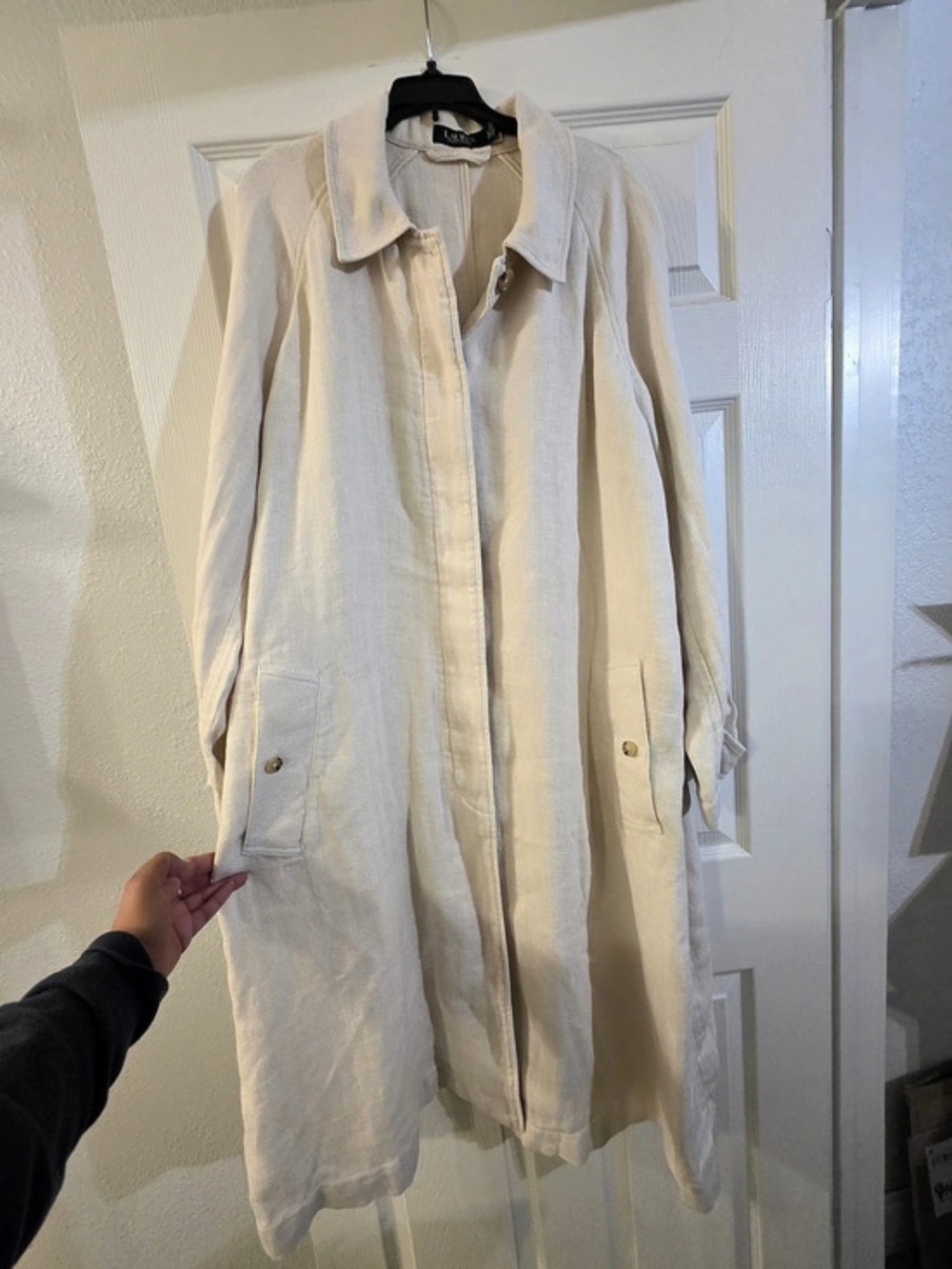 Herringbone Linen Trench Coat Size 3X